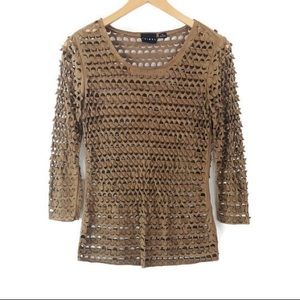 Tribal Faux Suede Long Sleeve Top